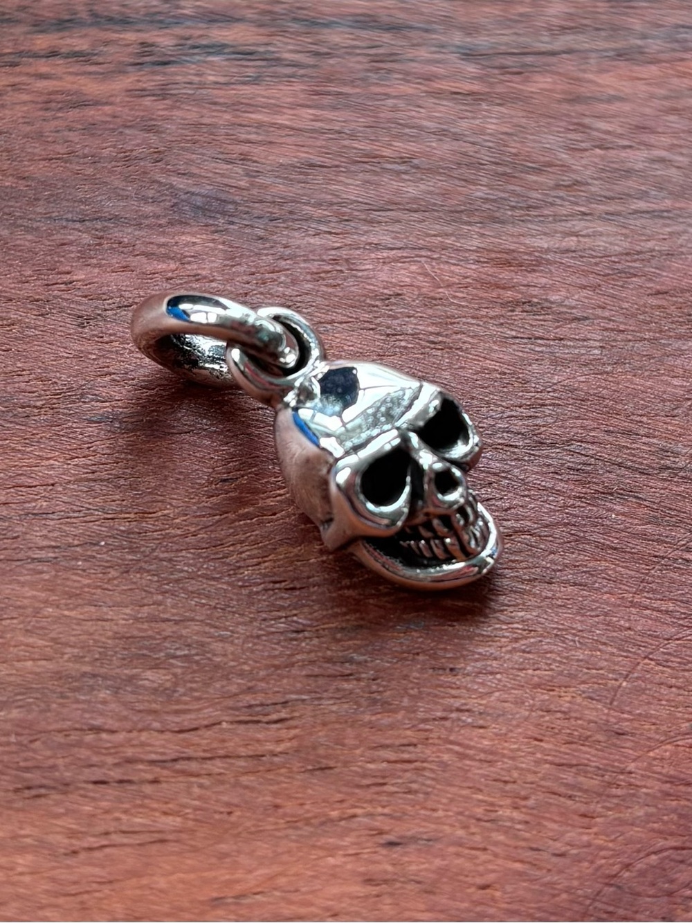 Sterling Silver 3D Skull Charm Pendant - Polished Silver